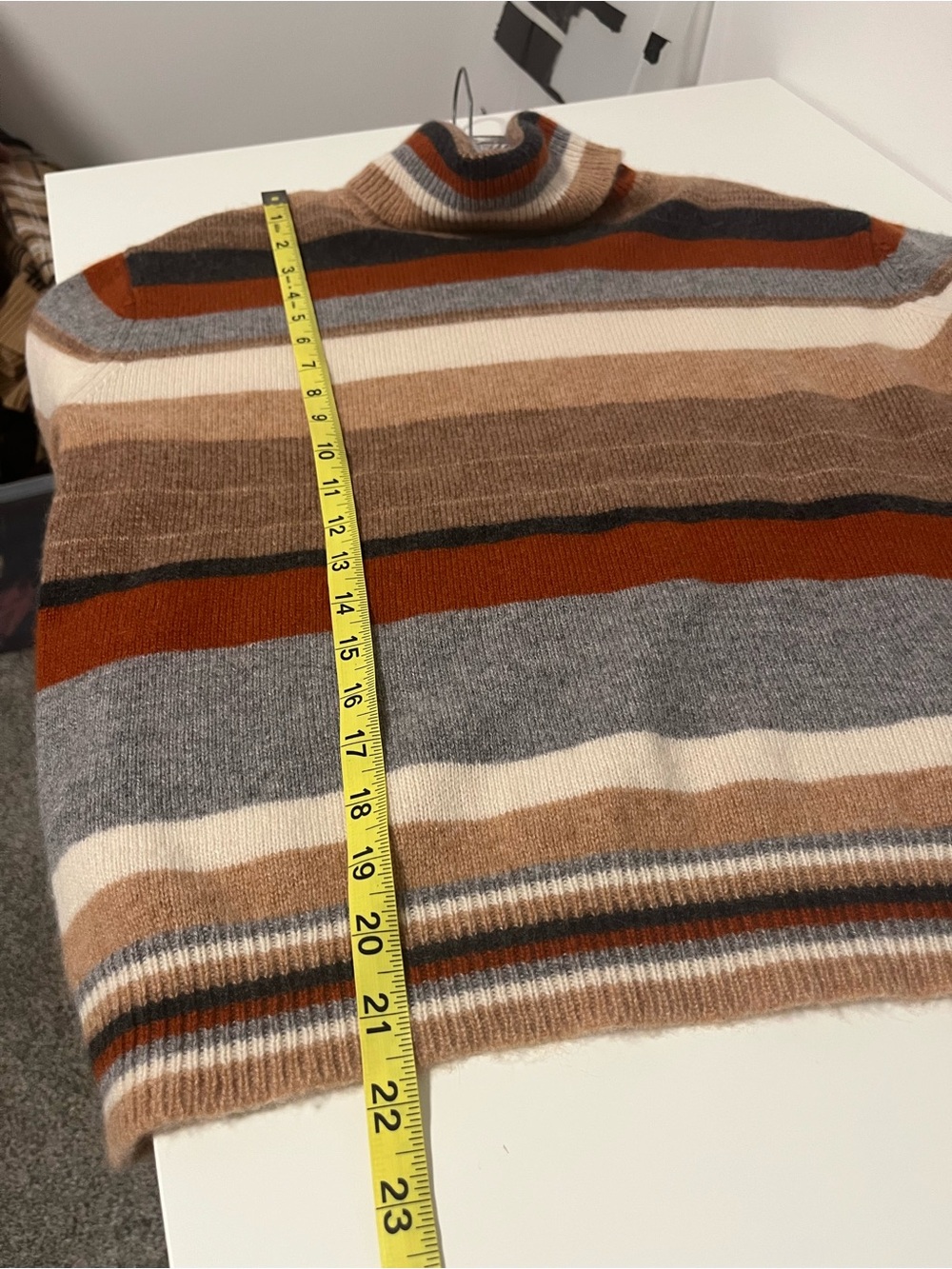 The Cashmere Project 100% Cashmere Stripe Turtleneck Sweater Hippie Boho Retro S - Picture 7 of 7